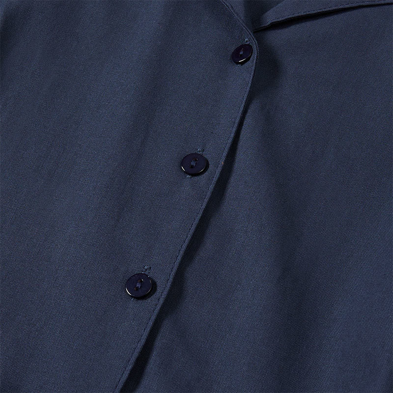 Buddha Stones 夏用無地レースアップAラインデザイン半袖ミディドレス（ポケット付き） - image 3