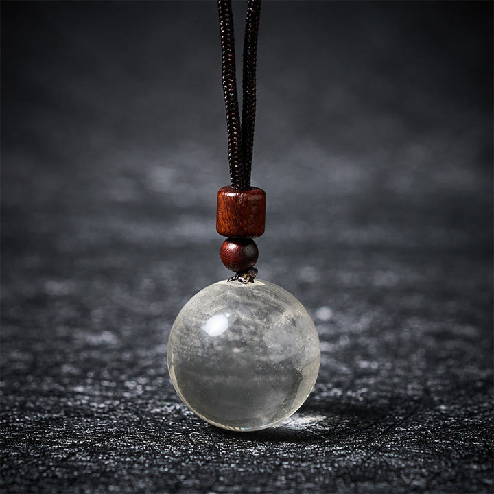 Buddha Stones ホワイトクリスタル ピンククリスタル タイガーアイ スモーキークォーツ プロテクションネックレスペンダント - ホワイトクリスタル - image 1