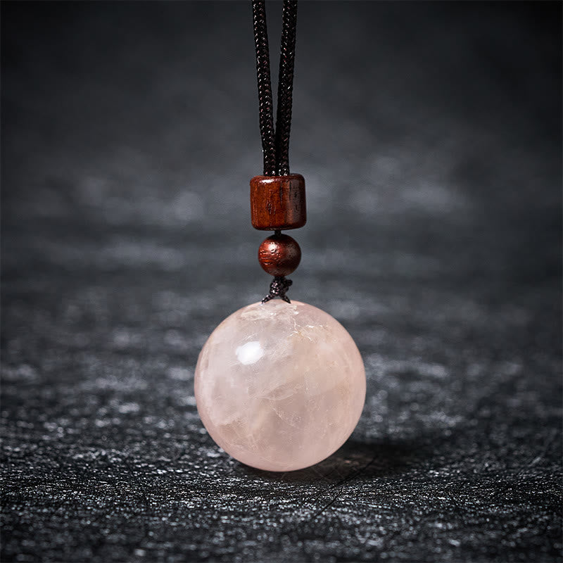 Buddha Stones ホワイトクリスタル ピンククリスタル タイガーアイ スモーキークォーツ プロテクションネックレスペンダント - ピンククリスタル - image 5