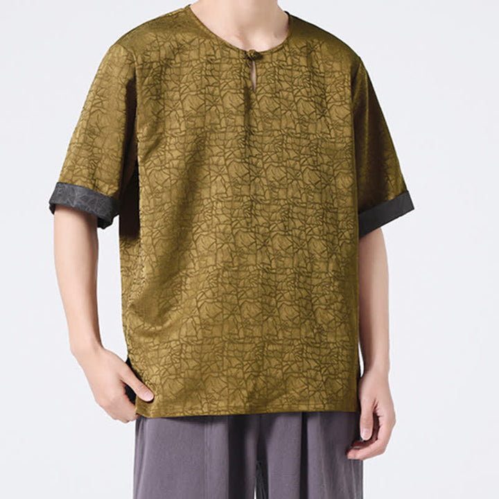 Buddha Stones 夏 レトロ クラックル 吉兆 雲柄 半袖 メンズ Tシャツ - image 5