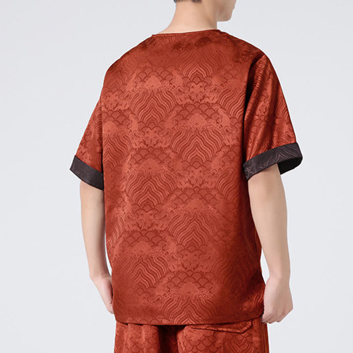 Buddha Stones 夏 レトロ クラックル 吉兆 雲柄 半袖 メンズ Tシャツ - image 20