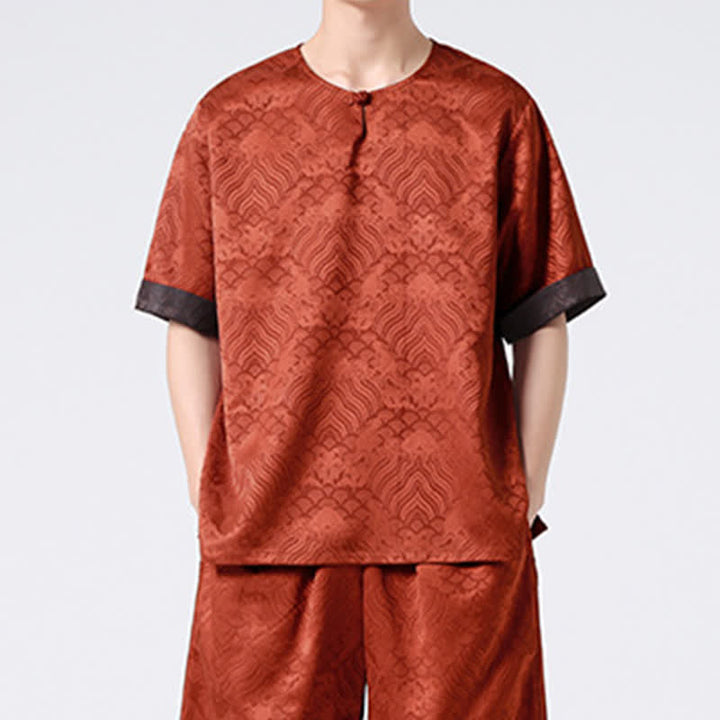 Buddha Stones 夏 レトロ クラックル 吉兆 雲柄 半袖 メンズ Tシャツ - image 14