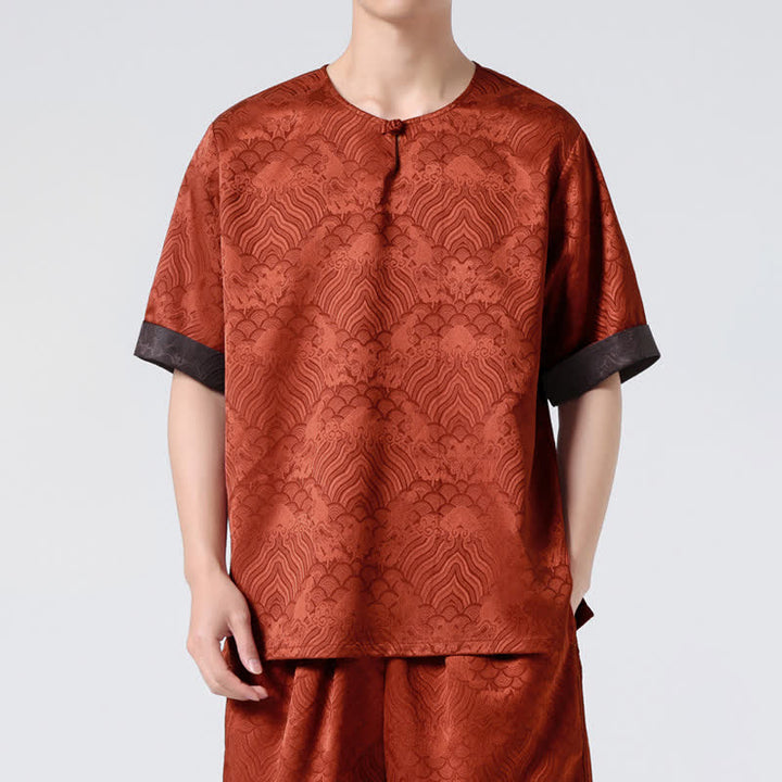 Buddha Stones 夏 レトロ クラックル 吉兆 雲柄 半袖 メンズ Tシャツ - image 15