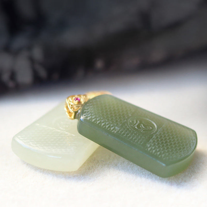 Buddha Stones 和田翡翠 925スターリングシルバー Omシンボル豊かさのネックレスペンダント - image 8