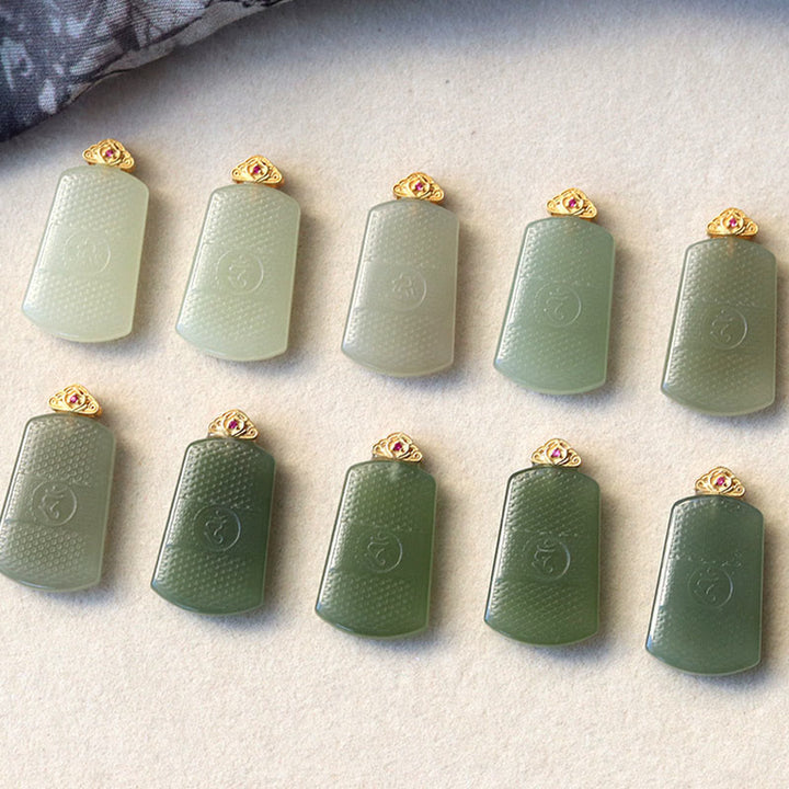 Buddha Stones 和田翡翠 925スターリングシルバー Omシンボル豊かさのネックレスペンダント - image 11
