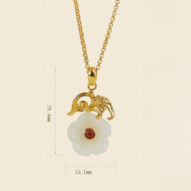 Buddha Stones 和田翡翠の花 925スターリングシルバー 幸運のネックレスペンダント - image 2