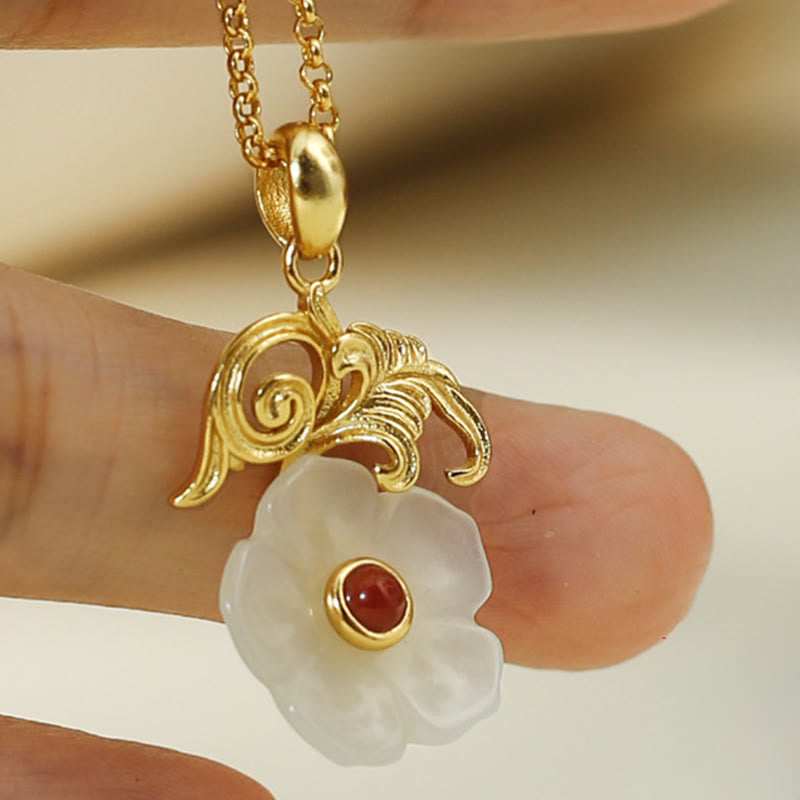 Buddha Stones 和田翡翠の花 925スターリングシルバー 幸運のネックレスペンダント - image 8