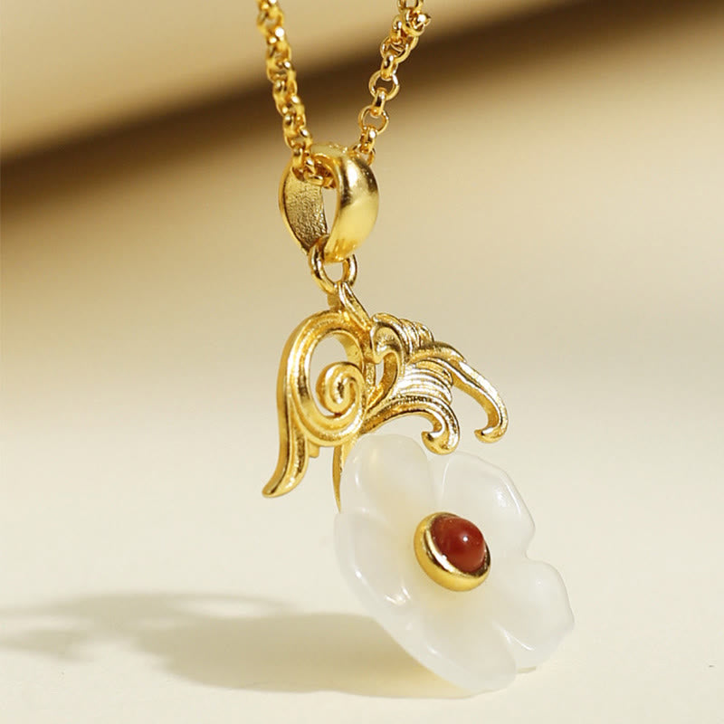 Buddha Stones 和田翡翠の花 925スターリングシルバー 幸運のネックレスペンダント - image 9