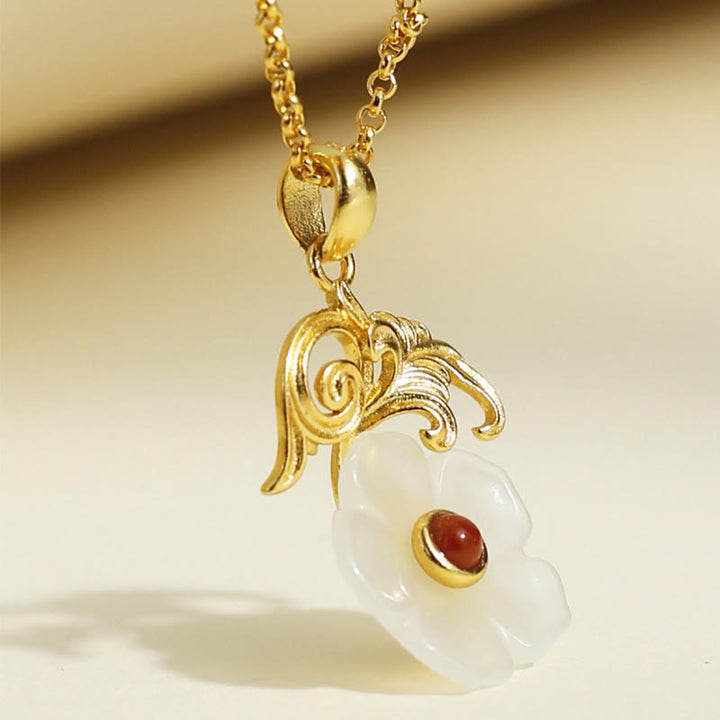 Buddha Stones 和田翡翠の花 925スターリングシルバー 幸運のネックレスペンダント - image 9