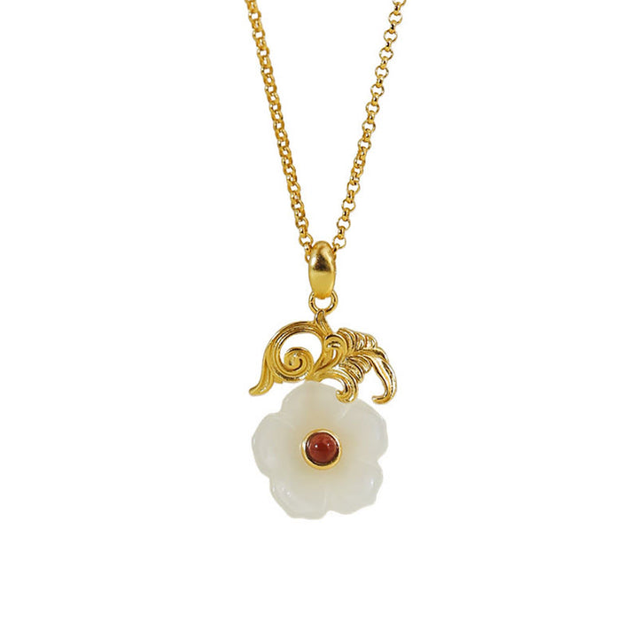 Buddha Stones 和田翡翠の花 925スターリングシルバー 幸運のネックレスペンダント - image 10