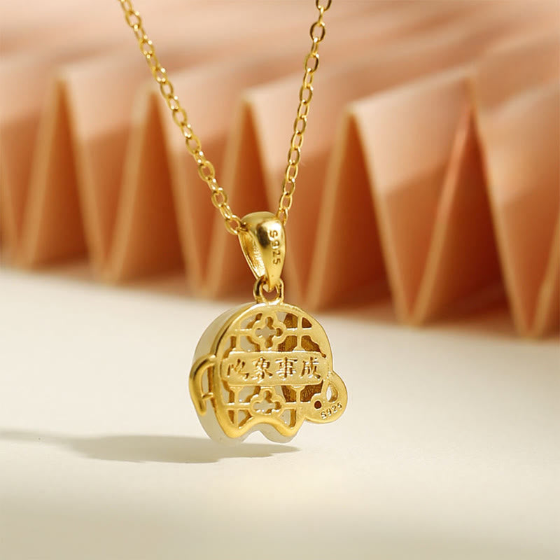 Buddha Stones 象の和田翡翠925スターリングシルバー幸運ネックレスペンダント - image 3