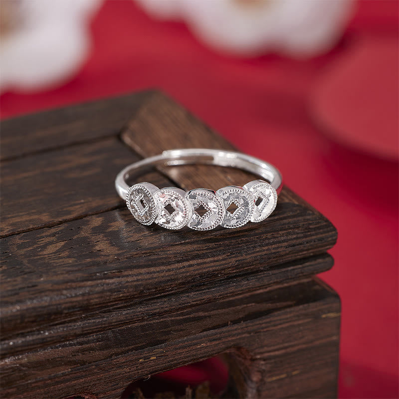 Buddha Stones 925スターリングシルバー五帝コイン守護リングブレスレットネックレスペンダント - シルバーリング（調節可能） - image 15