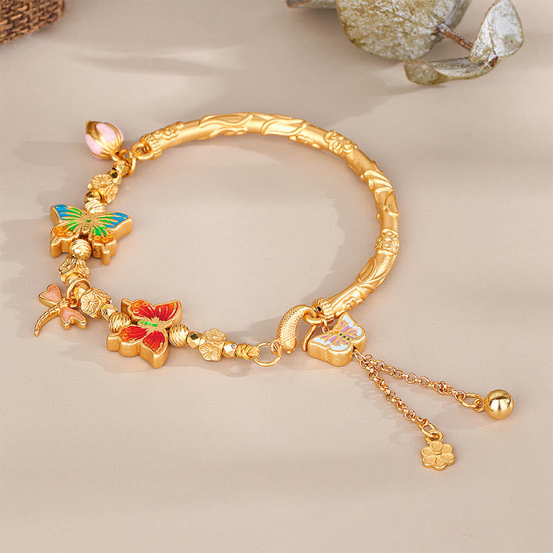 Buddha Stones 925スターリングシルバーのバタフライフラワー守護ブレスレット - image 2