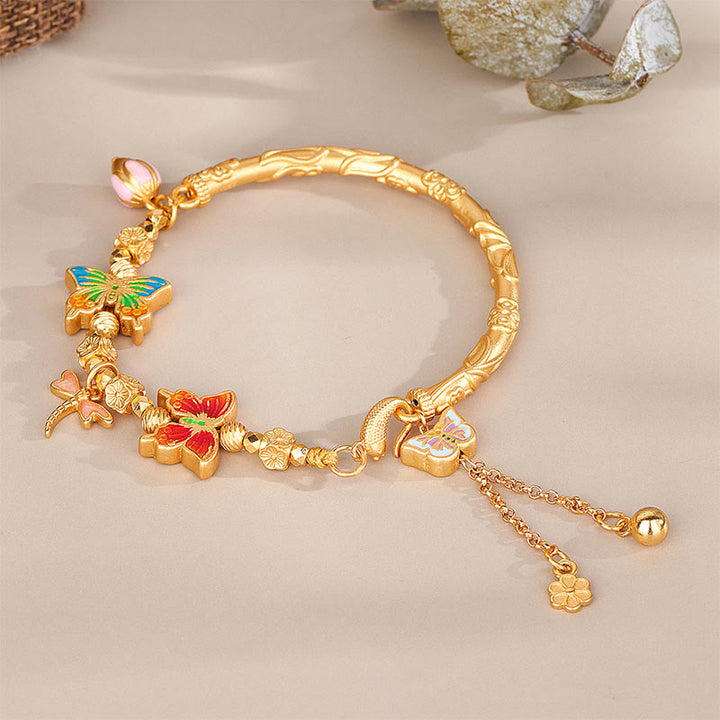 Buddha Stones 925スターリングシルバーのバタフライフラワー守護ブレスレット - image 2