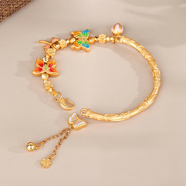 Buddha Stones 925スターリングシルバーのバタフライフラワー守護ブレスレット - image 1