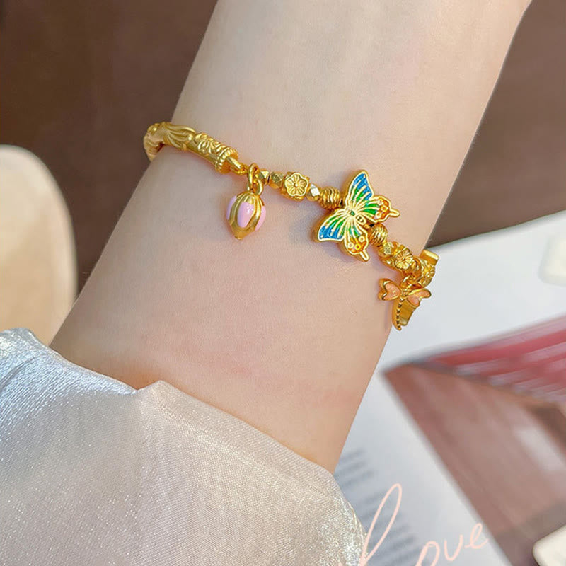 Buddha Stones 925スターリングシルバーのバタフライフラワー守護ブレスレット - image 4