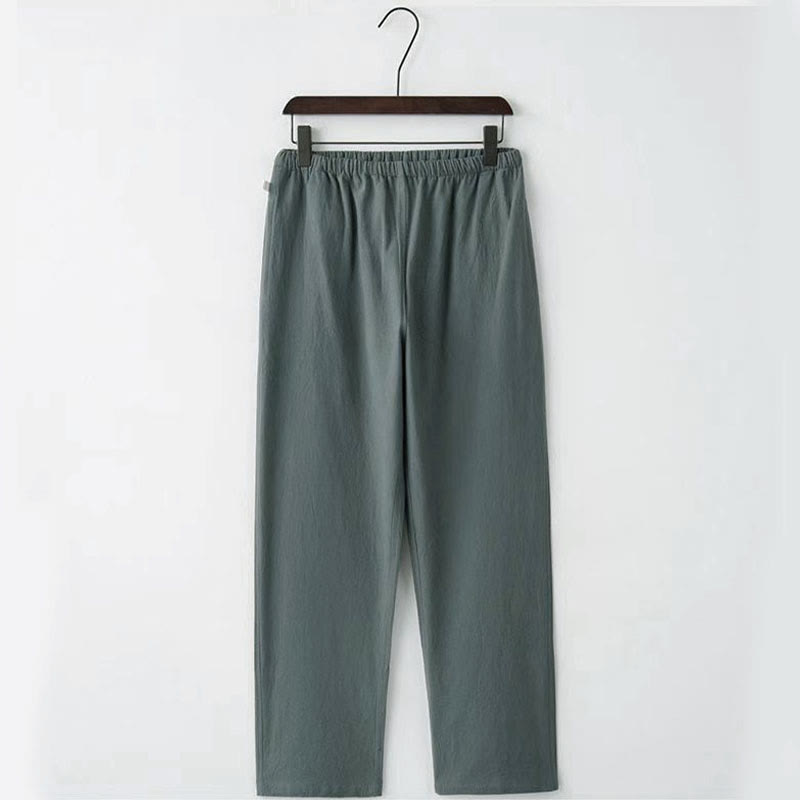 Buddha Stones2点セット 唐装 伝統的な蛙ボタン制服 長袖シャツ パンツ メンズセット - image 9