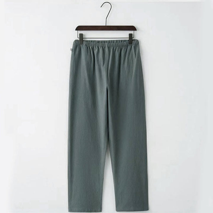 Buddha Stones2点セット 唐装 伝統的な蛙ボタン制服 長袖シャツ パンツ メンズセット - image 9