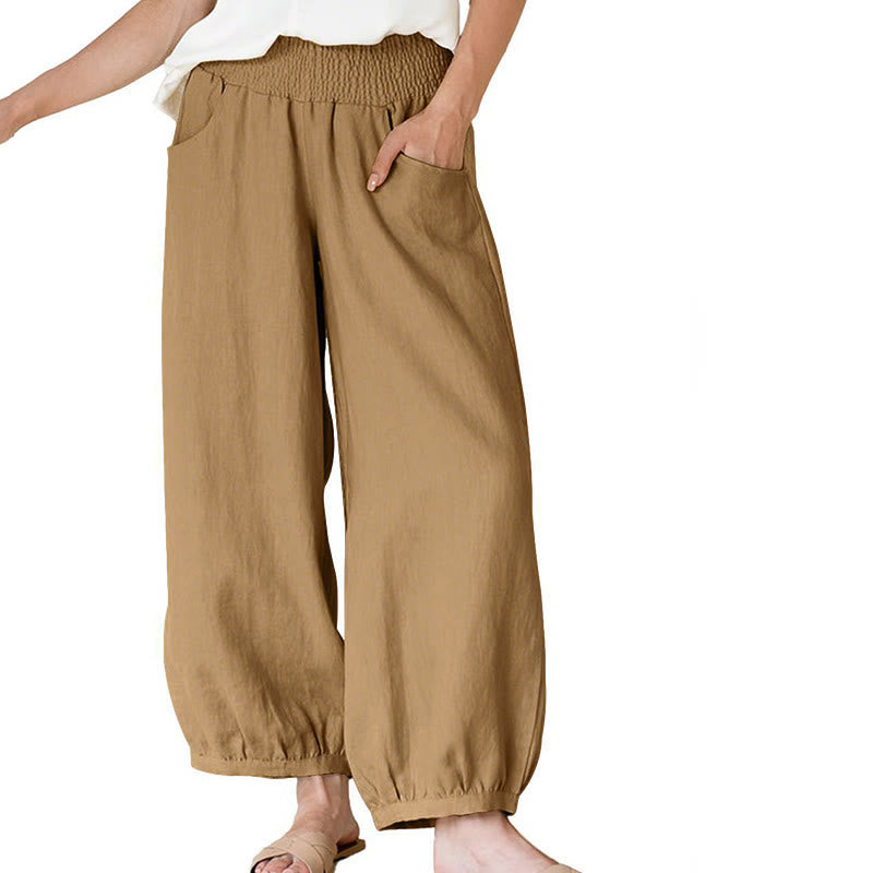 Buddha Stones無地 コットン製 レディース ハーレムパンツ ポケット付き - バーリーウッド - US16、 UK/AU20、 EU48 (3XL) - image 10
