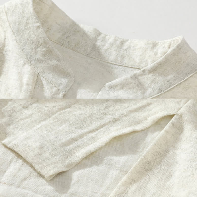 Buddha Stones 夏物タイ族民族半袖メンズノッチカラーボタンTシャツ - image 7