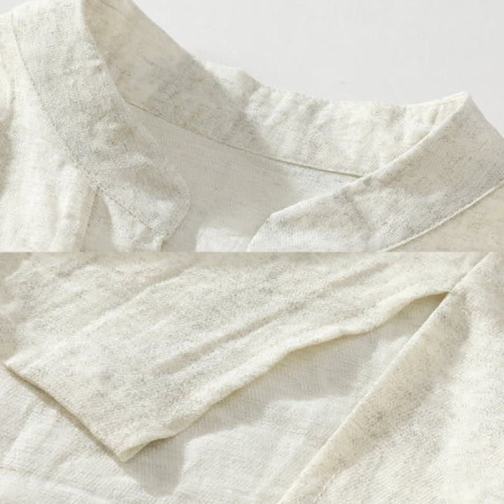 Buddha Stones 夏物タイ族民族半袖メンズノッチカラーボタンTシャツ - image 7