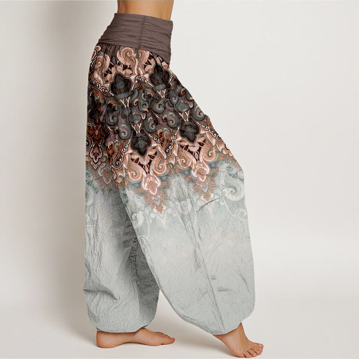 Buddha Stones ペイズリー柄グラデーションデザインのレディースピュアコットンゴムウエストハーレムパンツ - image 7