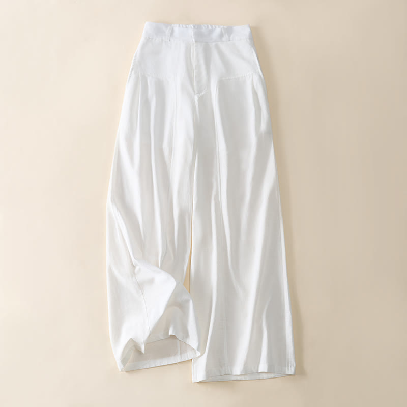 Buddha Stones シンプルなジッパーデザイン コットン レディース ワイドレッグパンツ ポケット付き - image 12