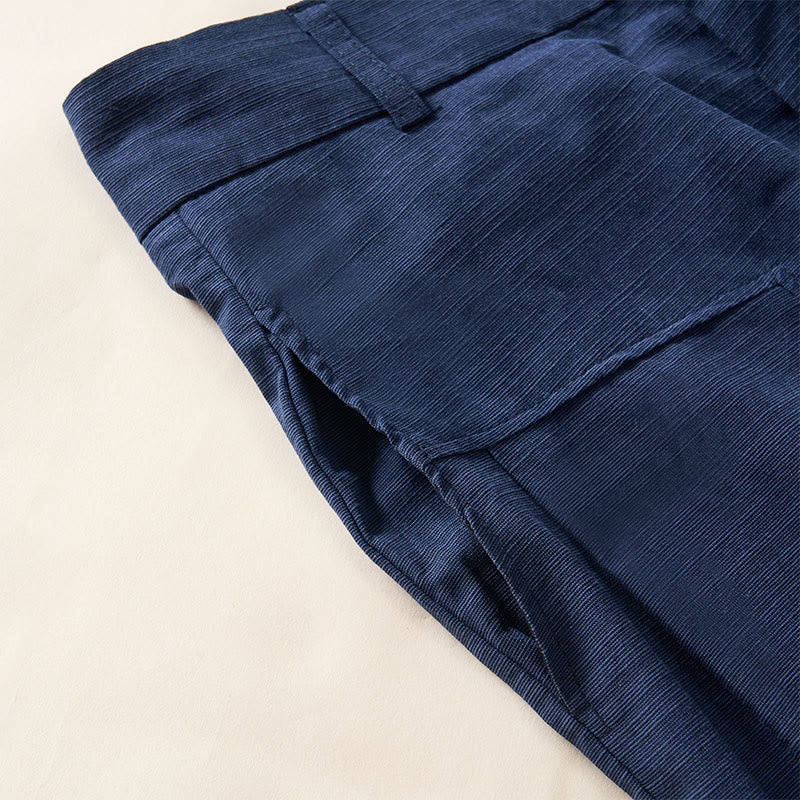 Buddha Stones シンプルなジッパーデザイン コットン レディース ワイドレッグパンツ ポケット付き - image 7