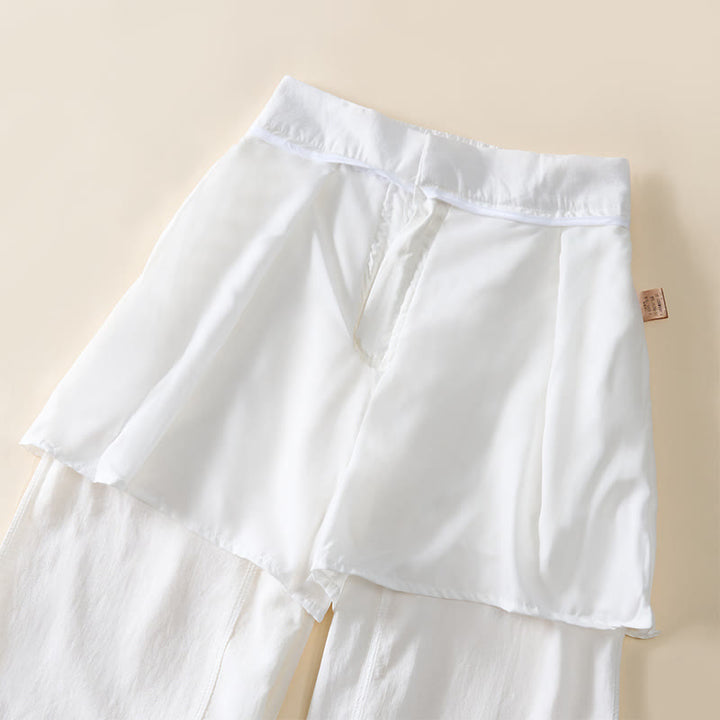 Buddha Stones シンプルなジッパーデザイン コットン レディース ワイドレッグパンツ ポケット付き - image 13