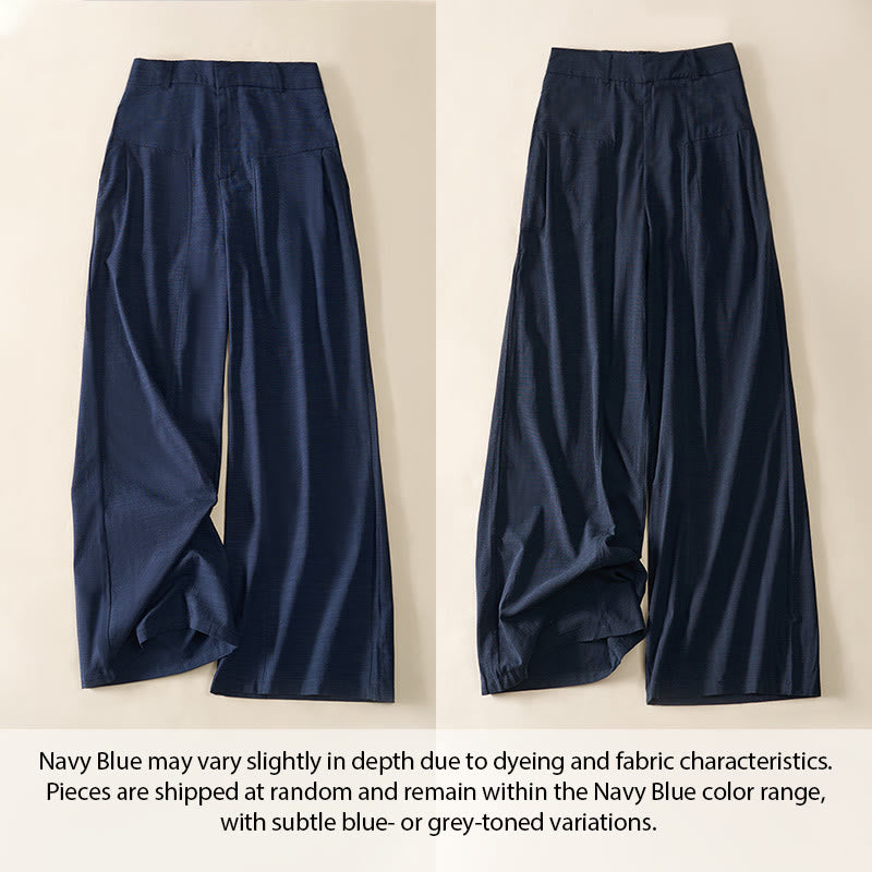Buddha Stones シンプルなジッパーデザイン コットン レディース ワイドレッグパンツ ポケット付き - image 2