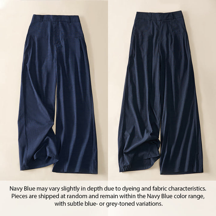 Buddha Stones シンプルなジッパーデザイン コットン レディース ワイドレッグパンツ ポケット付き - image 2
