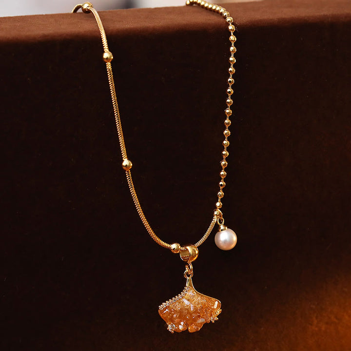 Buddha Stones シャンパンシトリン銅パール財産保護ネックレスペンダント - image 4
