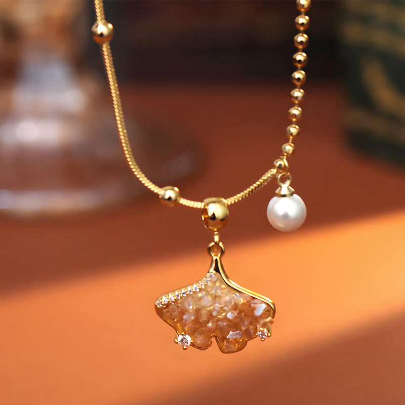 Buddha Stones シャンパンシトリン銅パール財産保護ネックレスペンダント - image 1