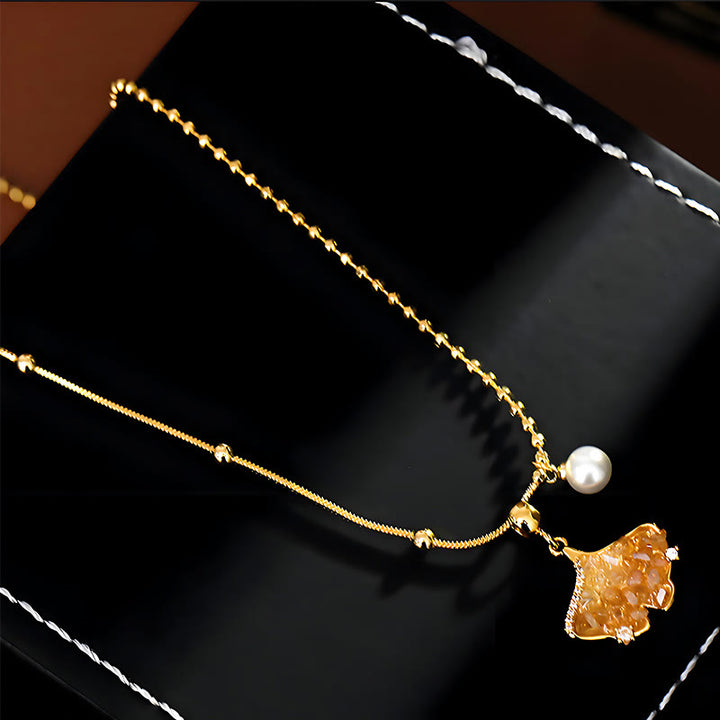 Buddha Stones シャンパンシトリン銅パール財産保護ネックレスペンダント - シトリン（財産♥創造性） - image 0