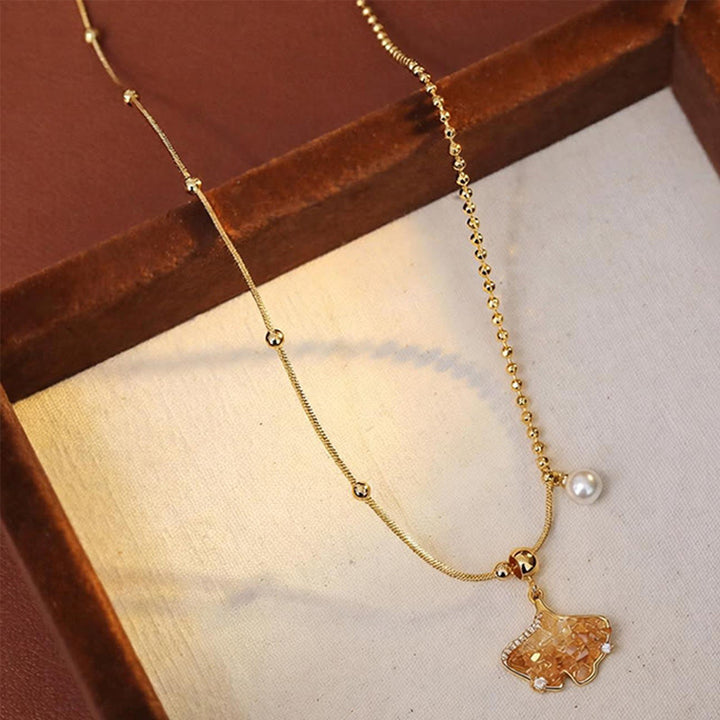 Buddha Stones シャンパンシトリン銅パール財産保護ネックレスペンダント - image 3