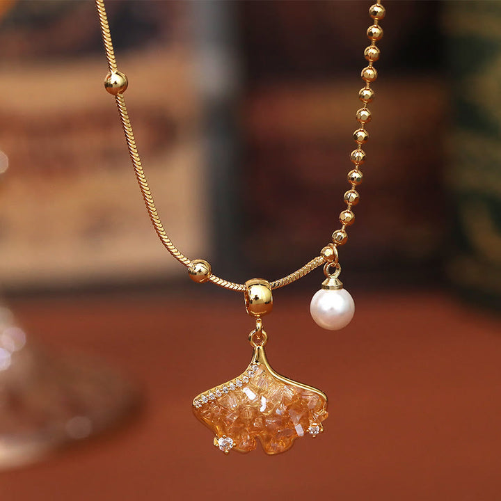 Buddha Stones シャンパンシトリン銅パール財産保護ネックレスペンダント - image 2