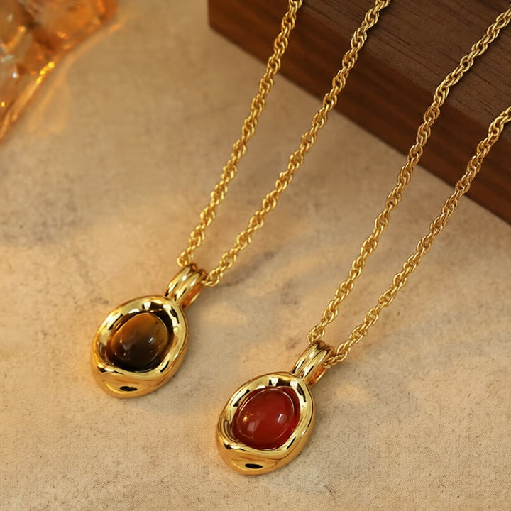 Buddha Stones タイガーアイレッドアゲート銅メッキゴールドチェーンプロパティネックレスペンダント - image 7