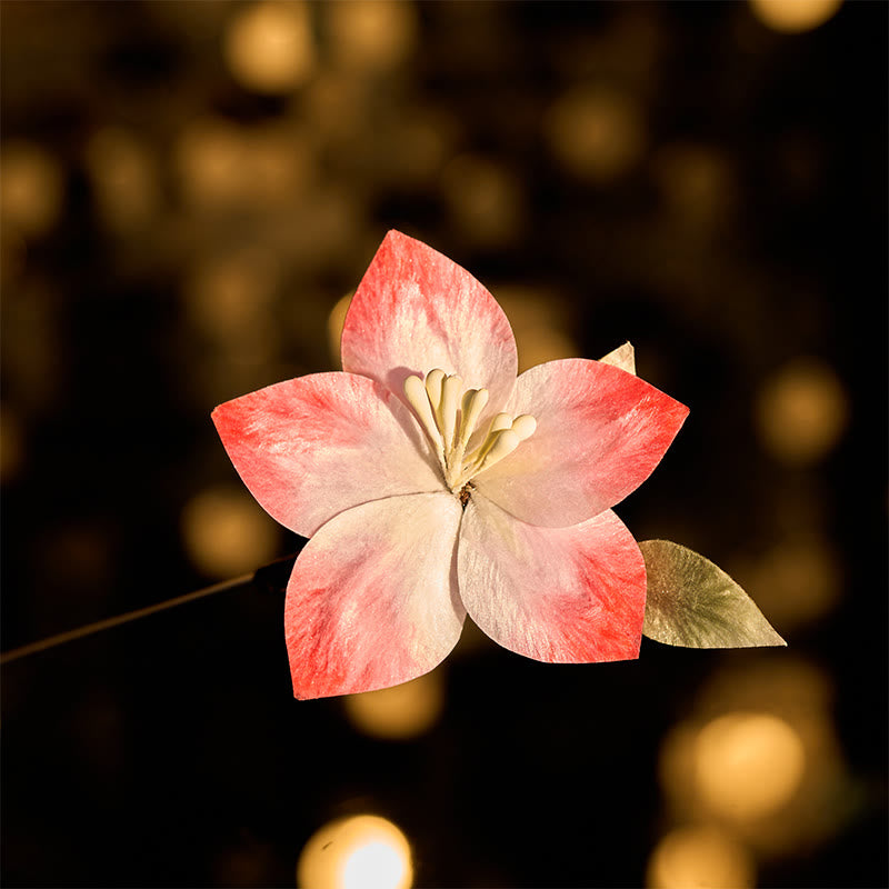 Buddha Stones 手作りシルクアートベルベットフラワーレッド5枚の花びらブローチ - 5枚の花びらの花 約7cm - image 0