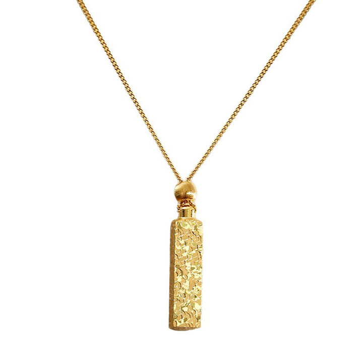 Buddha Stones 長方形のテクスチャデザイン銅製チェーン幸運ネックレスペンダント - image 8