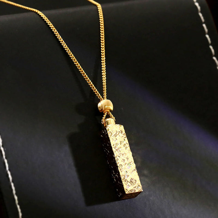 Buddha Stones 長方形のテクスチャデザイン銅製チェーン幸運ネックレスペンダント - image 2