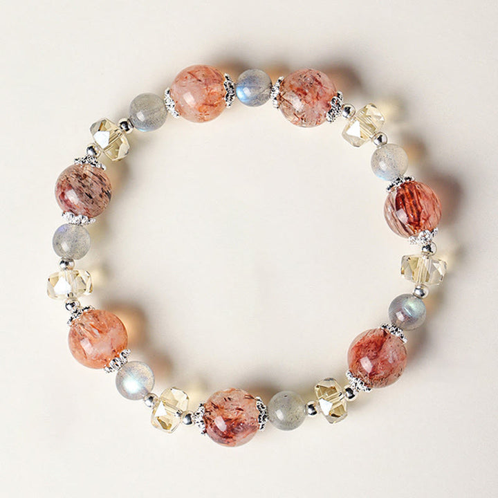Buddha Stones 天然アクアマリン スーパーセブンクリスタル スパークリングファセットビーズ ピースブレスレット - 10mm スーパーセブンクリスタル銅ビーズ（手首周り：14～15cm） - image 9