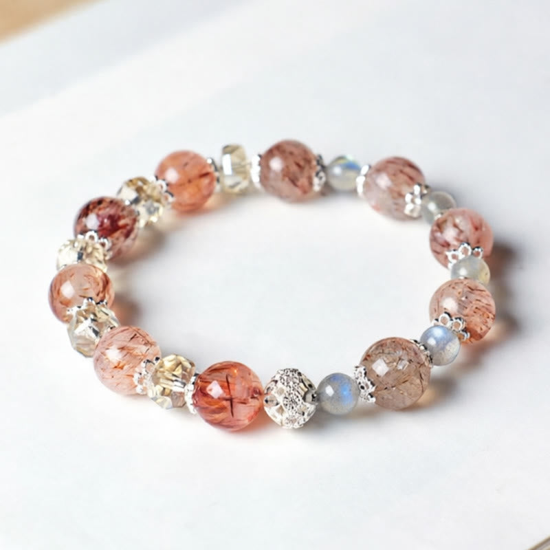 Buddha Stones 天然アクアマリン スーパーセブンクリスタル スパークリングファセットビーズ ピースブレスレット - image 7