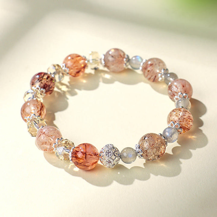 Buddha Stones 天然アクアマリン スーパーセブンクリスタル スパークリングファセットビーズ ピースブレスレット - image 5