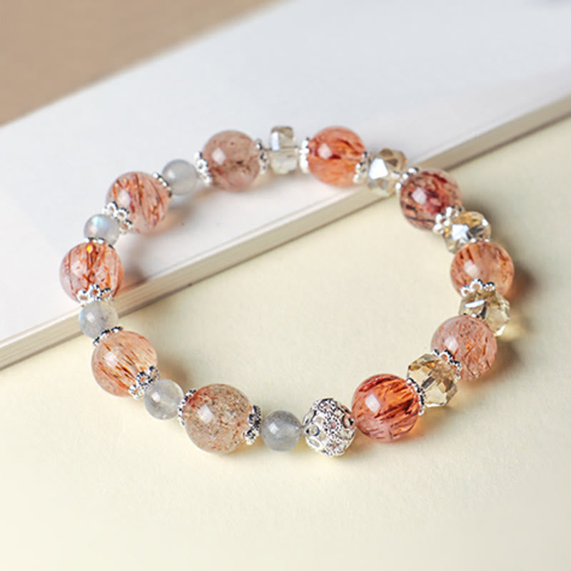 Buddha Stones 天然アクアマリン スーパーセブンクリスタル スパークリングファセットビーズ ピースブレスレット - image 6