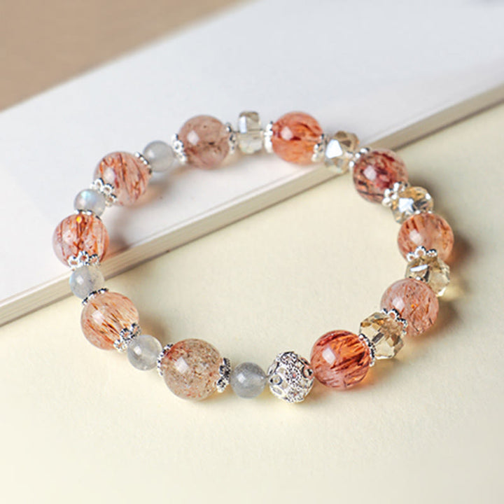 Buddha Stones 天然アクアマリン スーパーセブンクリスタル スパークリングファセットビーズ ピースブレスレット - image 6