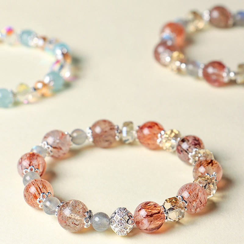Buddha Stones 天然アクアマリン スーパーセブンクリスタル スパークリングファセットビーズ ピースブレスレット - image 11