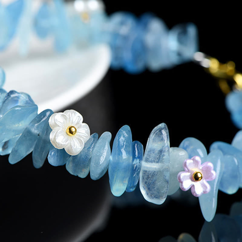 Buddha Stones 天然アクアマリン、ペリドット、ストロベリークォーツ、各種クリスタルを使用したセレニティブレスレット - image 10