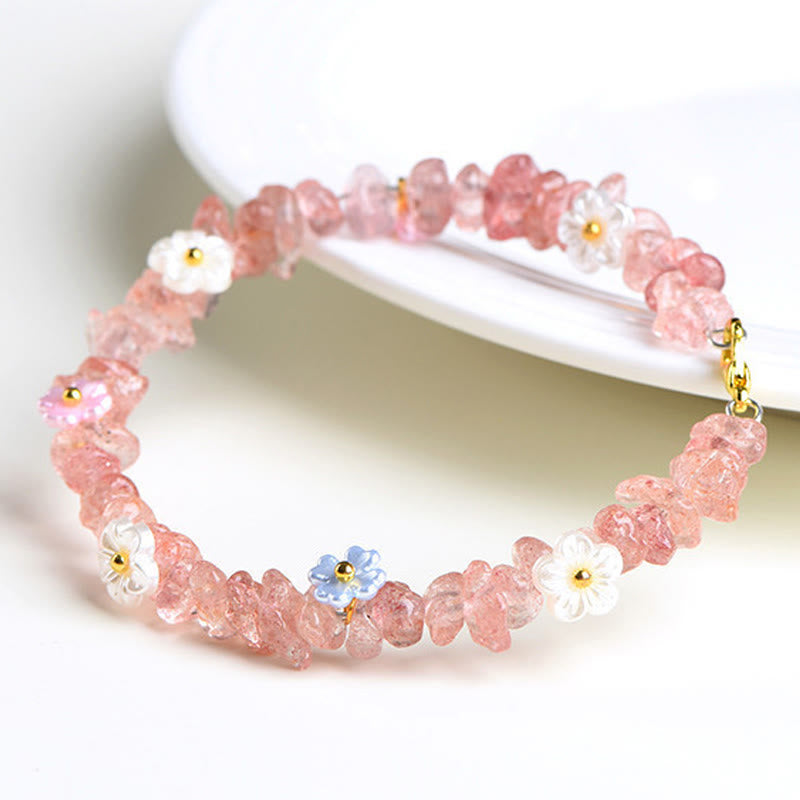 Buddha Stones 天然アクアマリン、ペリドット、ストロベリークォーツ、各種クリスタルを使用したセレニティブレスレット - image 38