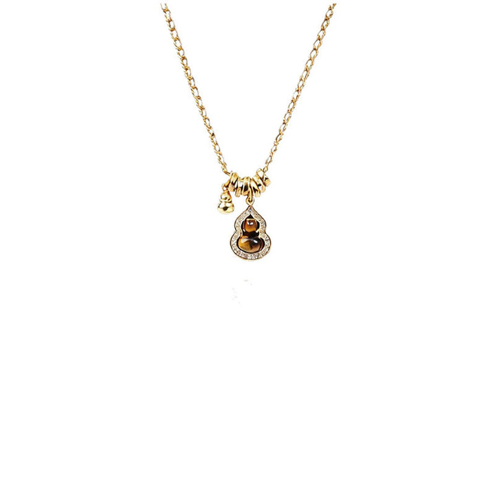Buddha Stones 双瓢箪タイガーアイ銅メッキ金メッキ強度ネックレスペンダント - image 5
