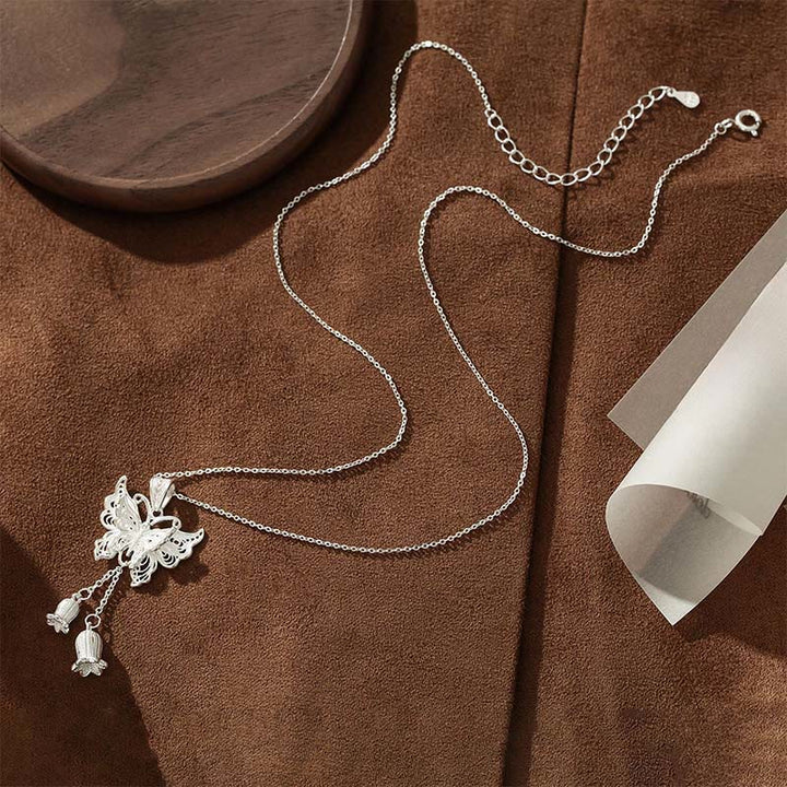 Buddha Stones 999スターリングシルバー製 バタフライ スズラン フリーダム ネックレス ペンダント - image 3